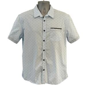 Level Ten Mensmodern Blue Short Sleeve Button Down Shirt Men's Size L Excellent